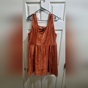 Good Luck Gem Burnt Orange Corduroy Dress
